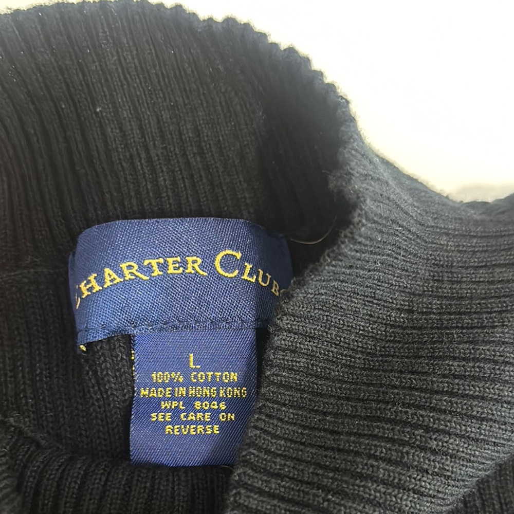 Charter Club Classic Black Cotton Sweater